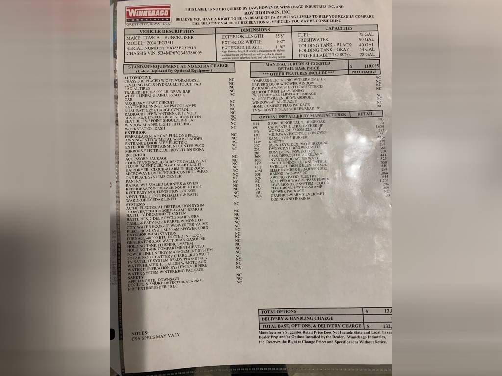 2004 Winnebago Itasca Suncruiser 35U - National Vehicle