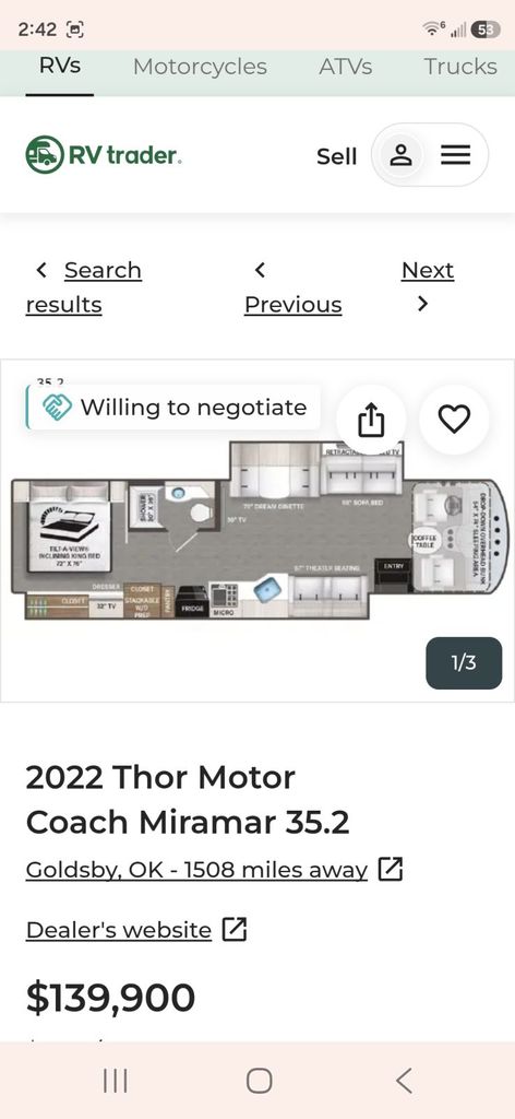 【to-y】 2022 Thor Motor Coach Miramar 35.2 - National Vehicle